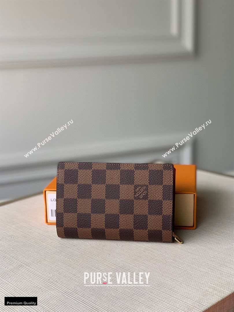 Louis Vuitton Juliette Wallet N60381 Damier Ebene Canvas Bordeaux Red 2020 (kiki-20120144)