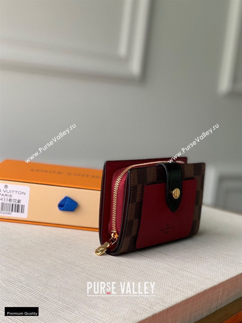 Louis Vuitton Juliette Wallet N60381 Damier Ebene Canvas Bordeaux Red 2020 (kiki-20120144)