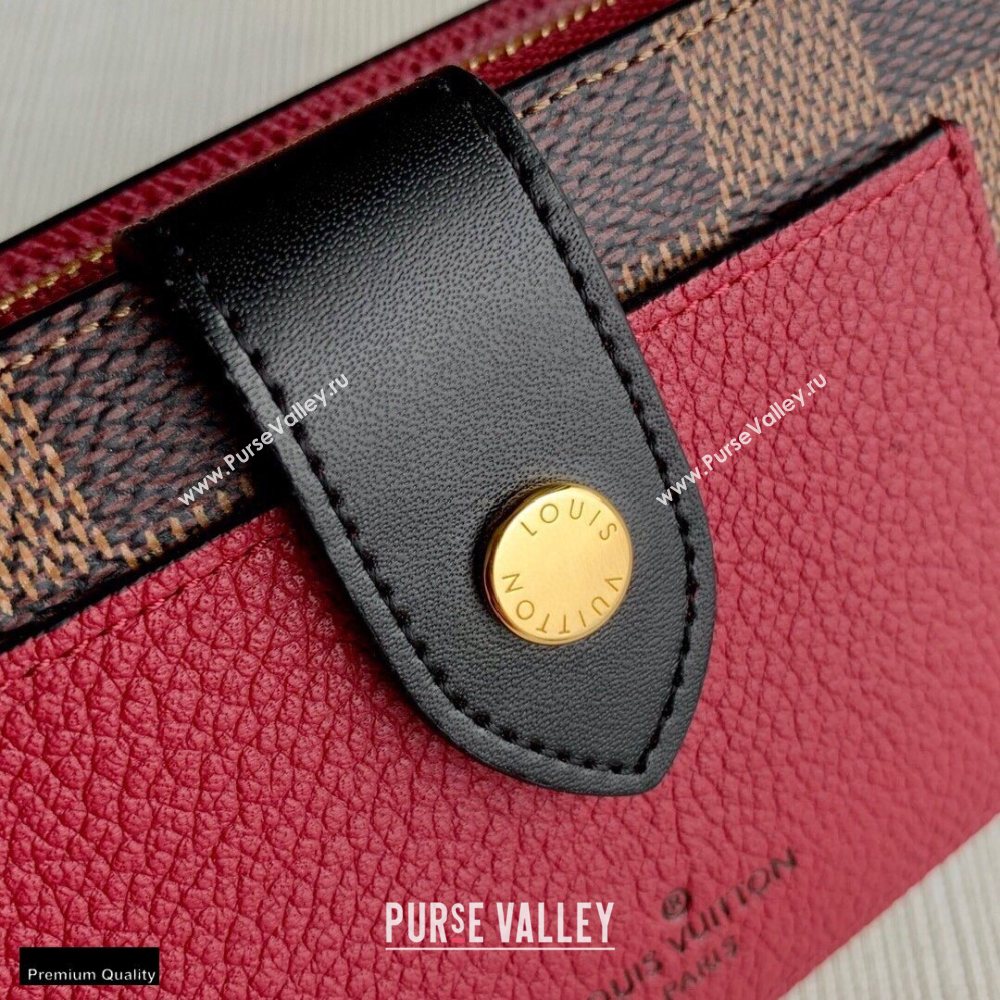 Louis Vuitton Juliette Wallet N60381 Damier Ebene Canvas Bordeaux Red 2020 (kiki-20120144)