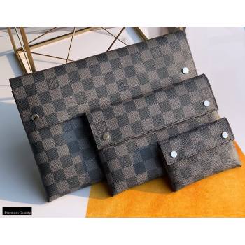 Louis Vuitton Alpha Triple Pouches Bag Damier Graphite Canvas N60255 2020 (kiki-20120135)