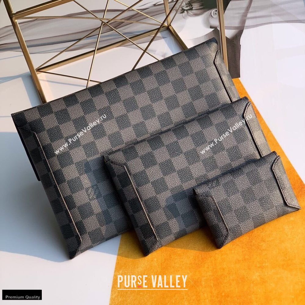 Louis Vuitton Alpha Triple Pouches Bag Damier Graphite Canvas N60255 2020 (kiki-20120135)