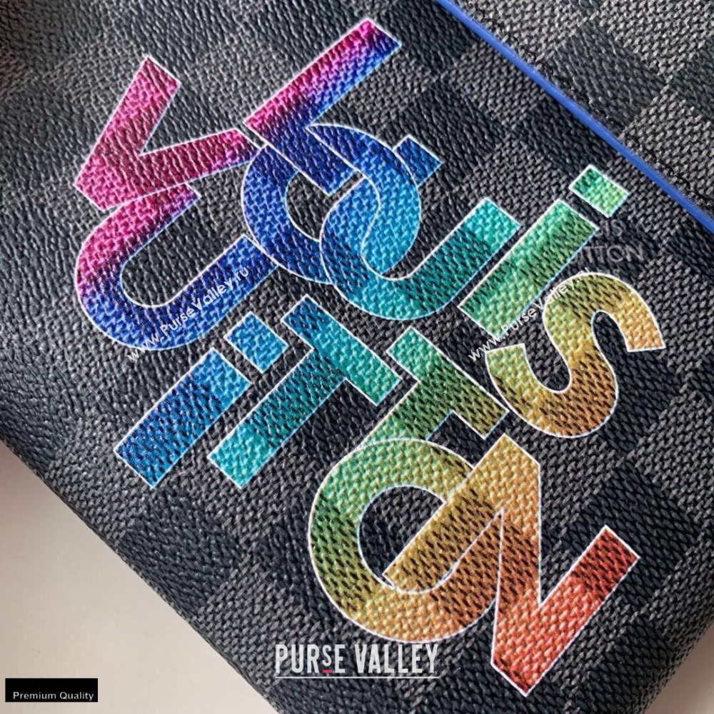 Louis Vuitton Alpha Triple Pouches Bag Damier Graphite Canvas N40296 Rainbow Logo 2020 (kiki-20120136)
