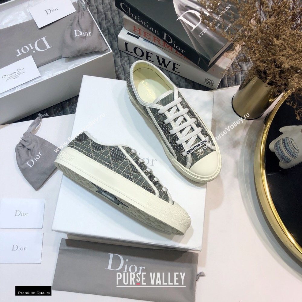 Dior WalknDior Low-Top Sneakers Cannage Embroidered Metallic Gray (jincheng-20120301)
