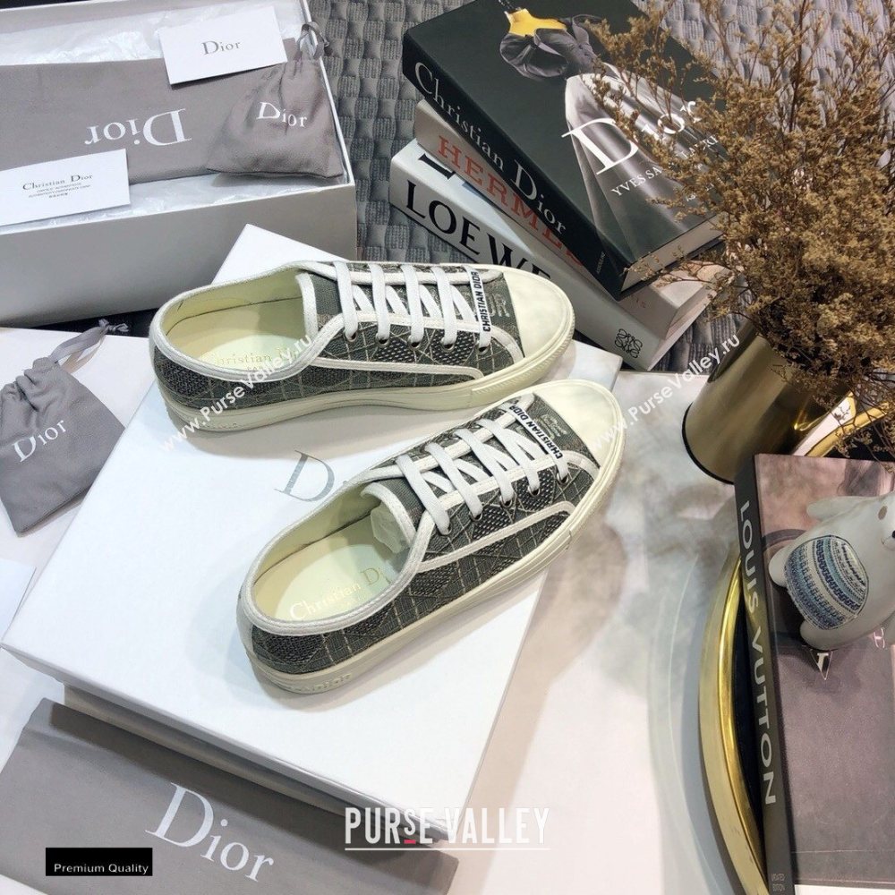 Dior WalknDior Low-Top Sneakers Cannage Embroidered Metallic Gray (jincheng-20120301)