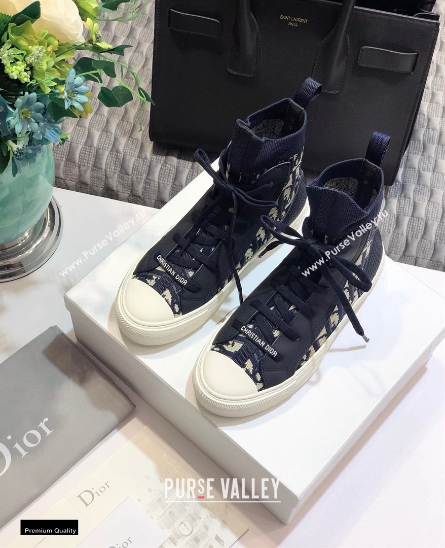 Dior WalknDior High-top Sneakers Oblique Dark Blue (jincheng-20120308)