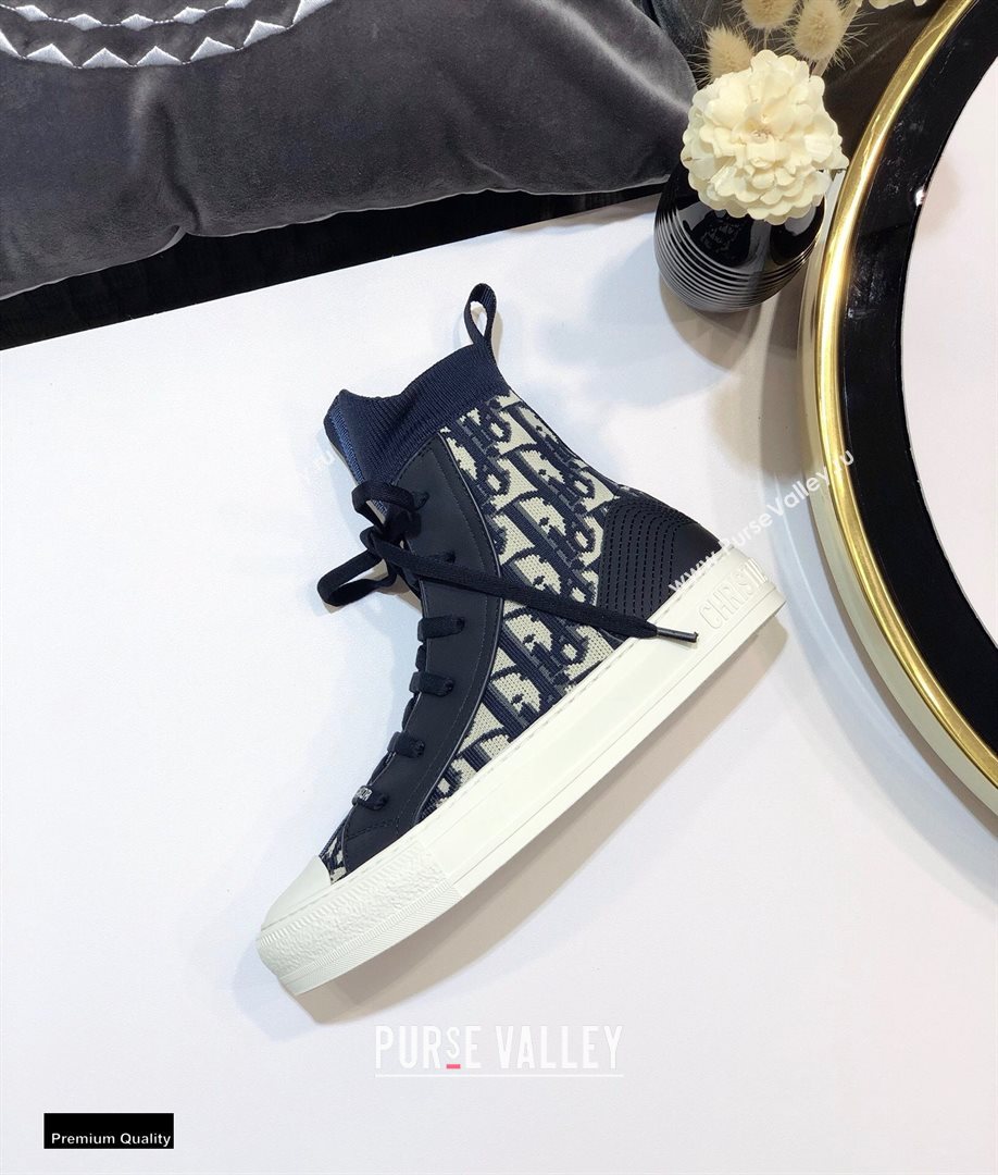 Dior WalknDior High-top Sneakers Oblique Dark Blue (jincheng-20120308)