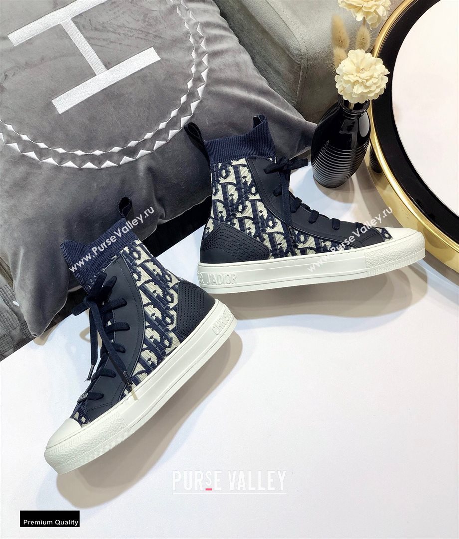 Dior WalknDior High-top Sneakers Oblique Dark Blue (jincheng-20120308)