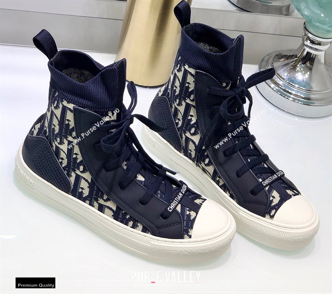 Dior WalknDior High-top Sneakers Oblique Dark Blue (jincheng-20120308)
