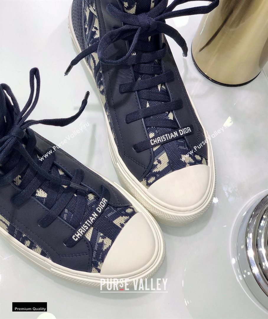 Dior WalknDior High-top Sneakers Oblique Dark Blue (jincheng-20120308)