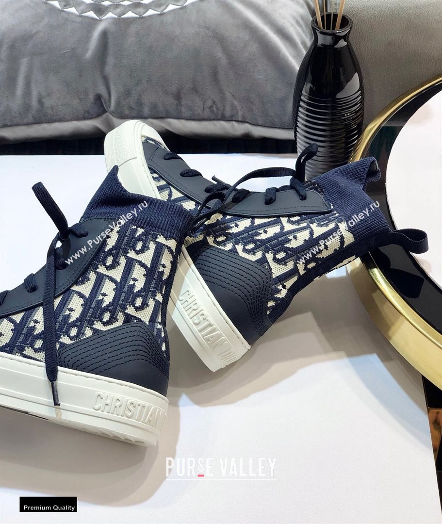 Dior WalknDior High-top Sneakers Oblique Dark Blue (jincheng-20120308)