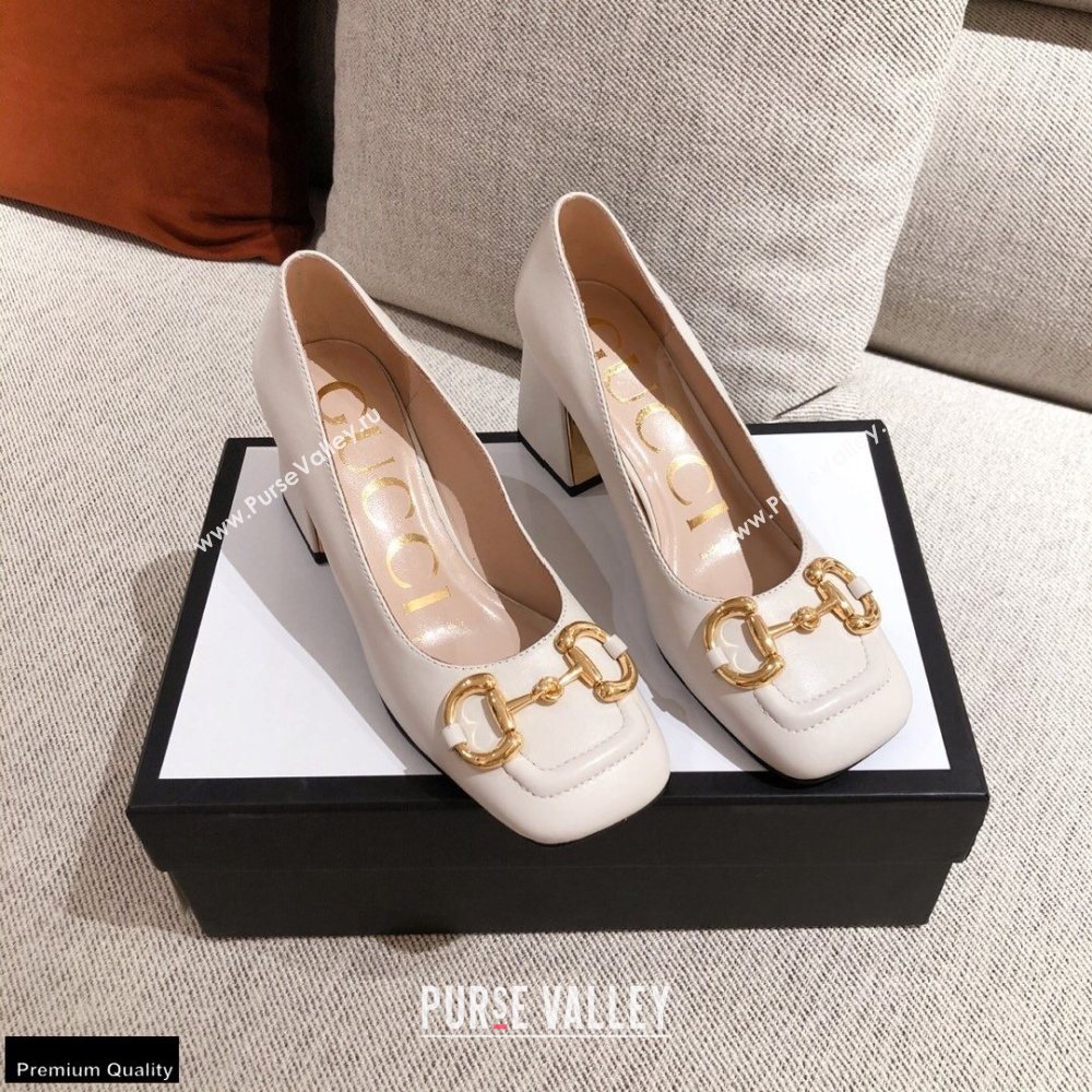 Gucci Mid-heel Pumps with Horsebit 643886 White 2020 (kaola-20120402)