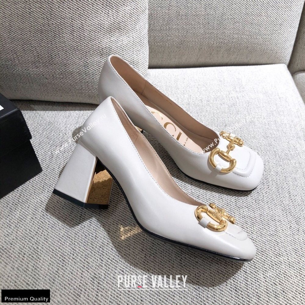 Gucci Mid-heel Pumps with Horsebit 643886 White 2020 (kaola-20120402)