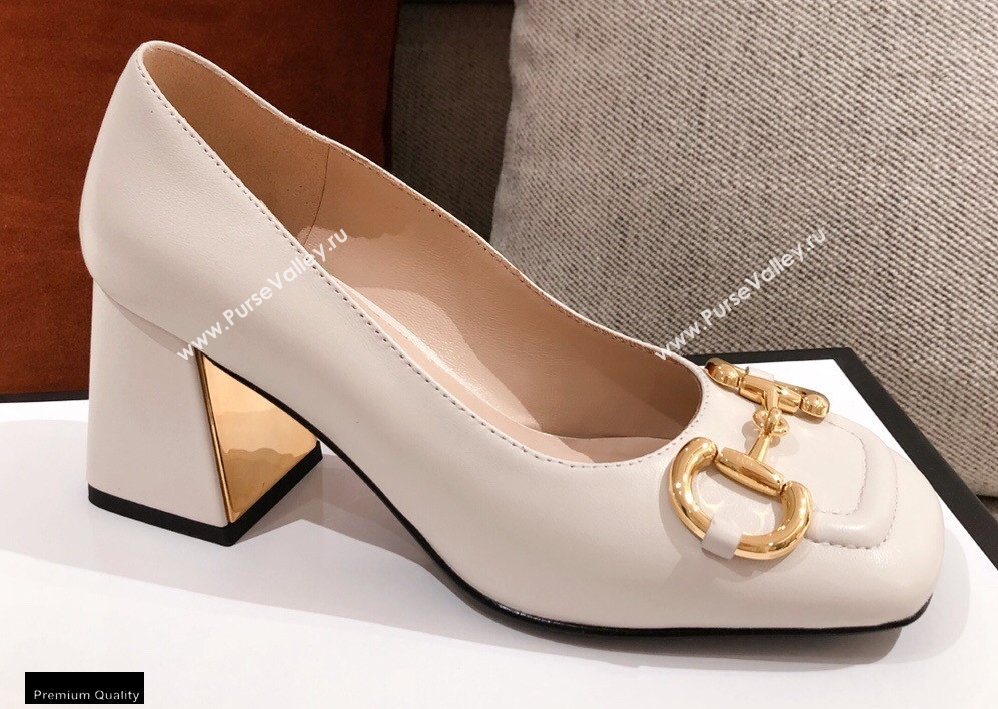 Gucci Mid-heel Pumps with Horsebit 643886 White 2020 (kaola-20120402)