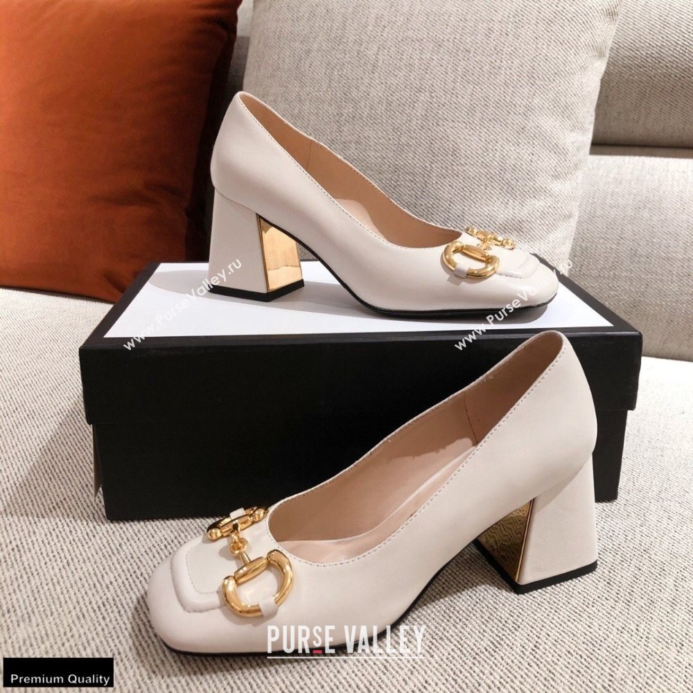 Gucci Mid-heel Pumps with Horsebit 643886 White 2020 (kaola-20120402)