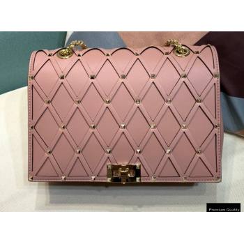 Valentino Beehive Rhombus Quilted Calfskin Chain Bag Nude Pink 2020 (xinyidai-20120714)