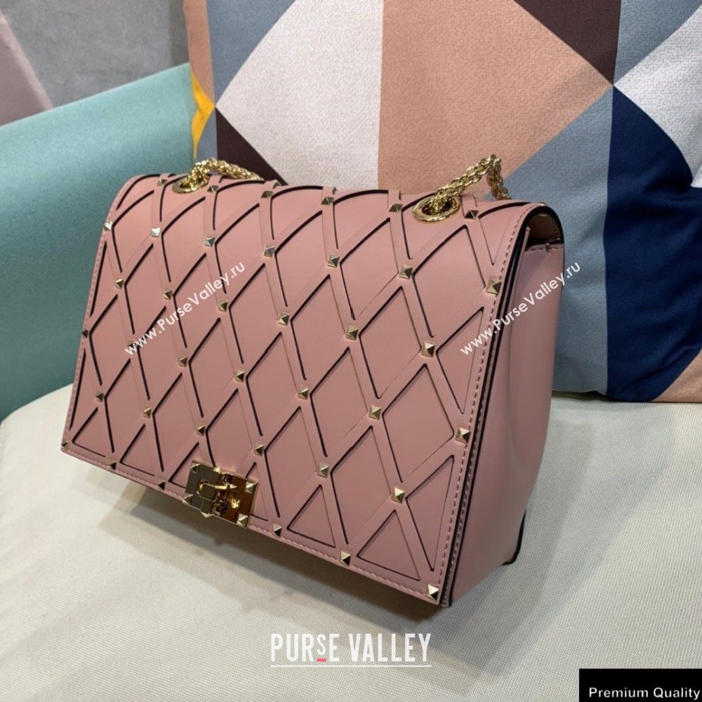 Valentino Beehive Rhombus Quilted Calfskin Chain Bag Nude Pink 2020 (xinyidai-20120714)