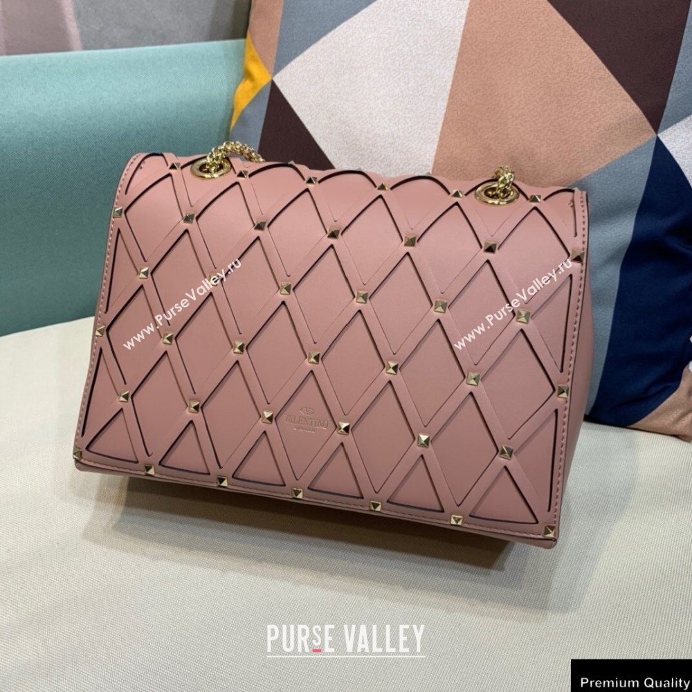 Valentino Beehive Rhombus Quilted Calfskin Chain Bag Nude Pink 2020 (xinyidai-20120714)