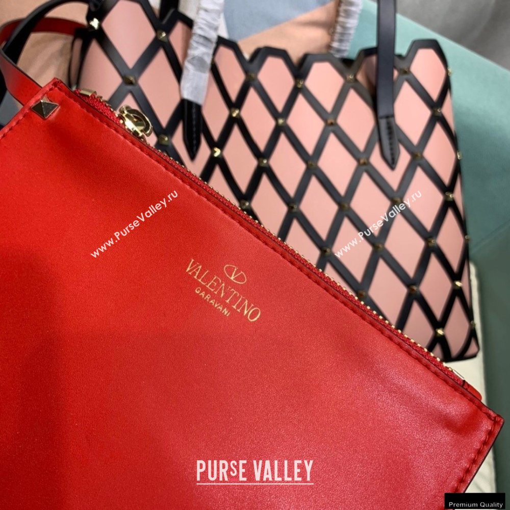 Valentino Large Beehive Rhombus Quilted Calfskin Tote Bag Nude Pink 2020 (xinyidai-20120704)