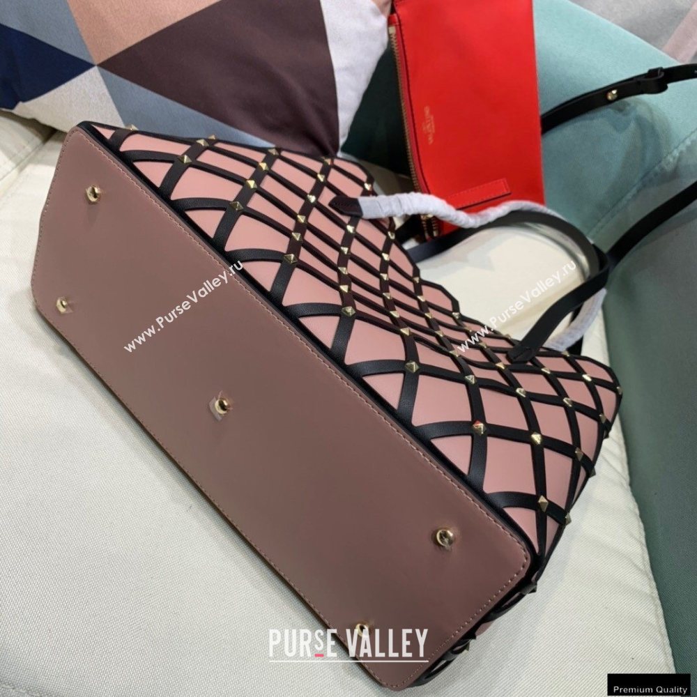 Valentino Large Beehive Rhombus Quilted Calfskin Tote Bag Nude Pink 2020 (xinyidai-20120704)