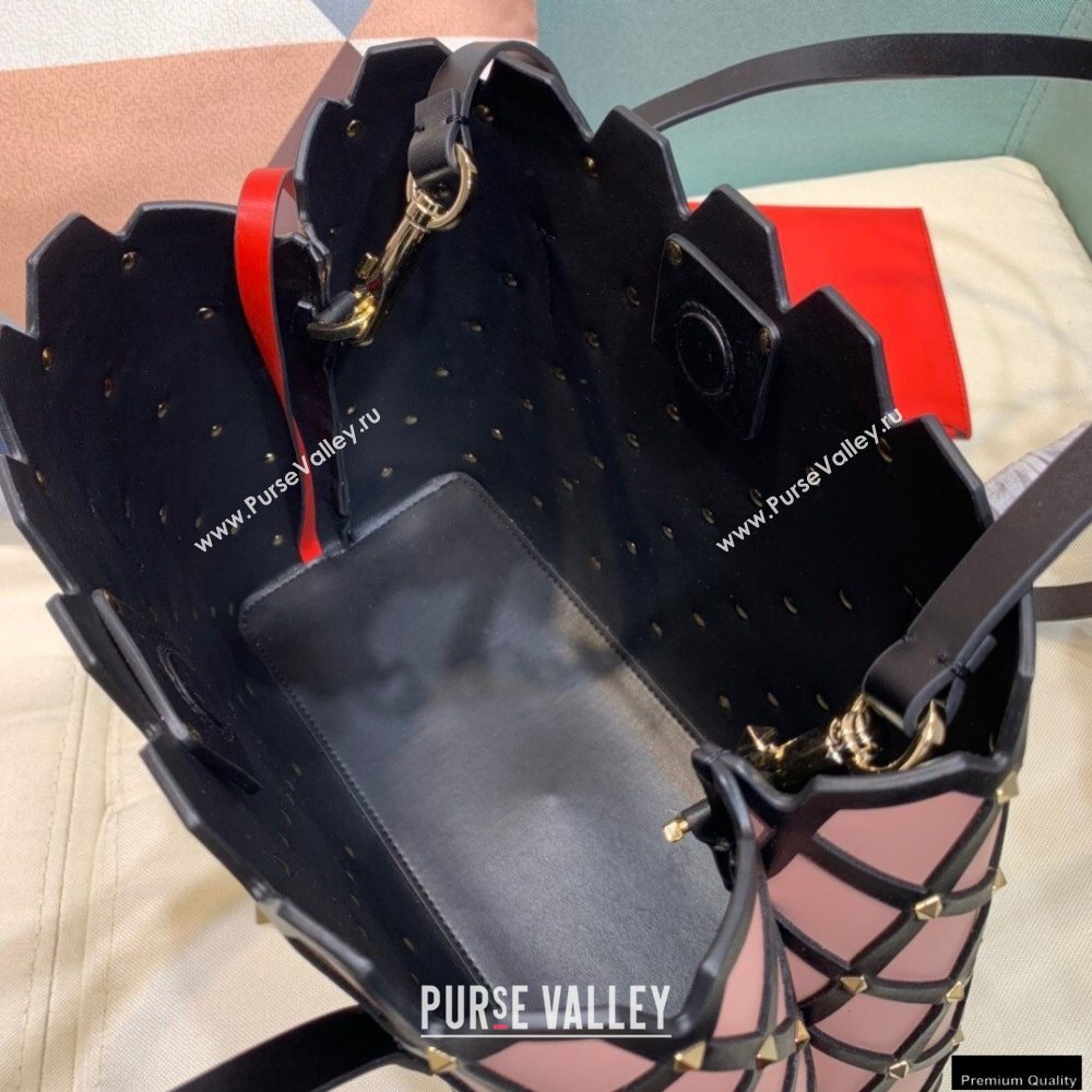 Valentino Large Beehive Rhombus Quilted Calfskin Tote Bag Nude Pink 2020 (xinyidai-20120704)