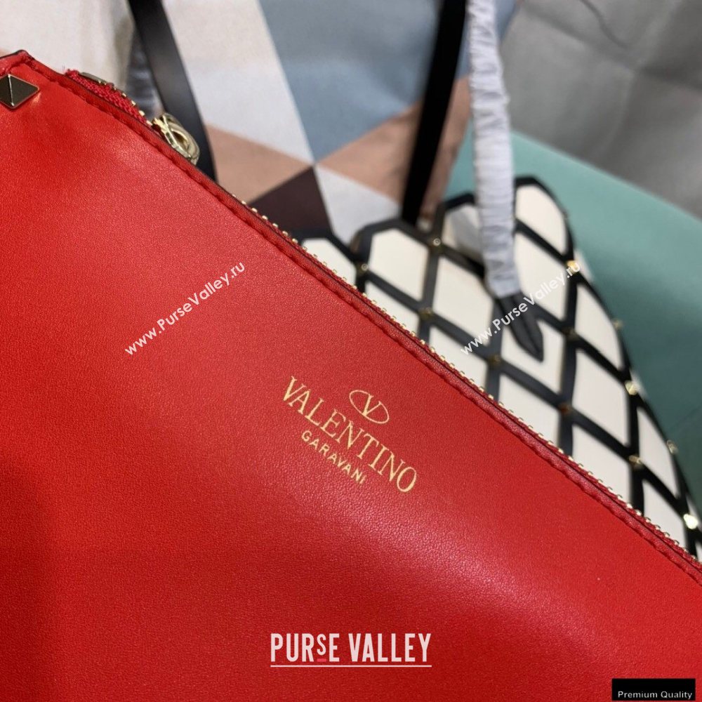 Valentino Large Beehive Rhombus Quilted Calfskin Tote Bag White 2020 (xinyidai-20120703)