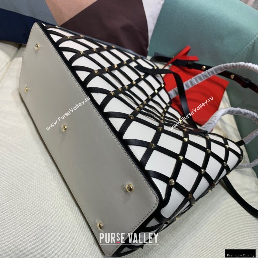 Valentino Large Beehive Rhombus Quilted Calfskin Tote Bag White 2020 (xinyidai-20120703)