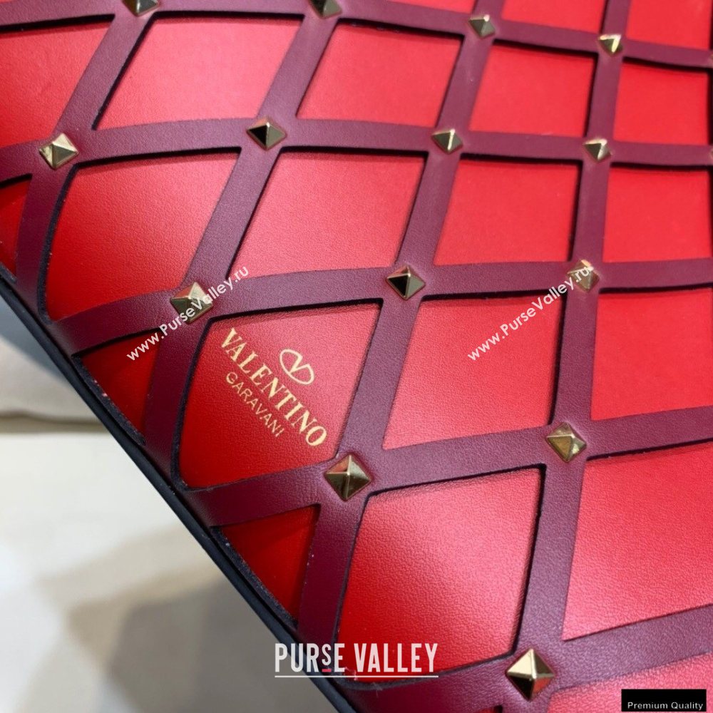 Valentino Large Beehive Rhombus Quilted Calfskin Tote Bag Red 2020 (xinyidai-20120705)