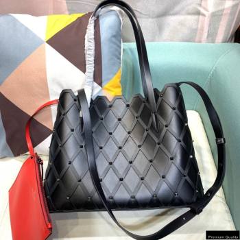 Valentino Large Beehive Rhombus Quilted Calfskin Tote Bag So Black 2020 (xinyidai-20120701)