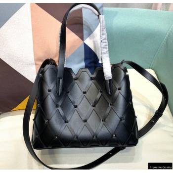 Valentino Small Beehive Rhombus Quilted Calfskin Tote Bag So Black 2020 (xinyidai-20120706)