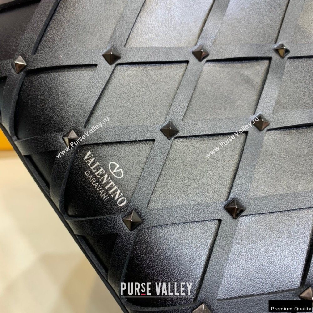 Valentino Small Beehive Rhombus Quilted Calfskin Tote Bag So Black 2020 (xinyidai-20120706)
