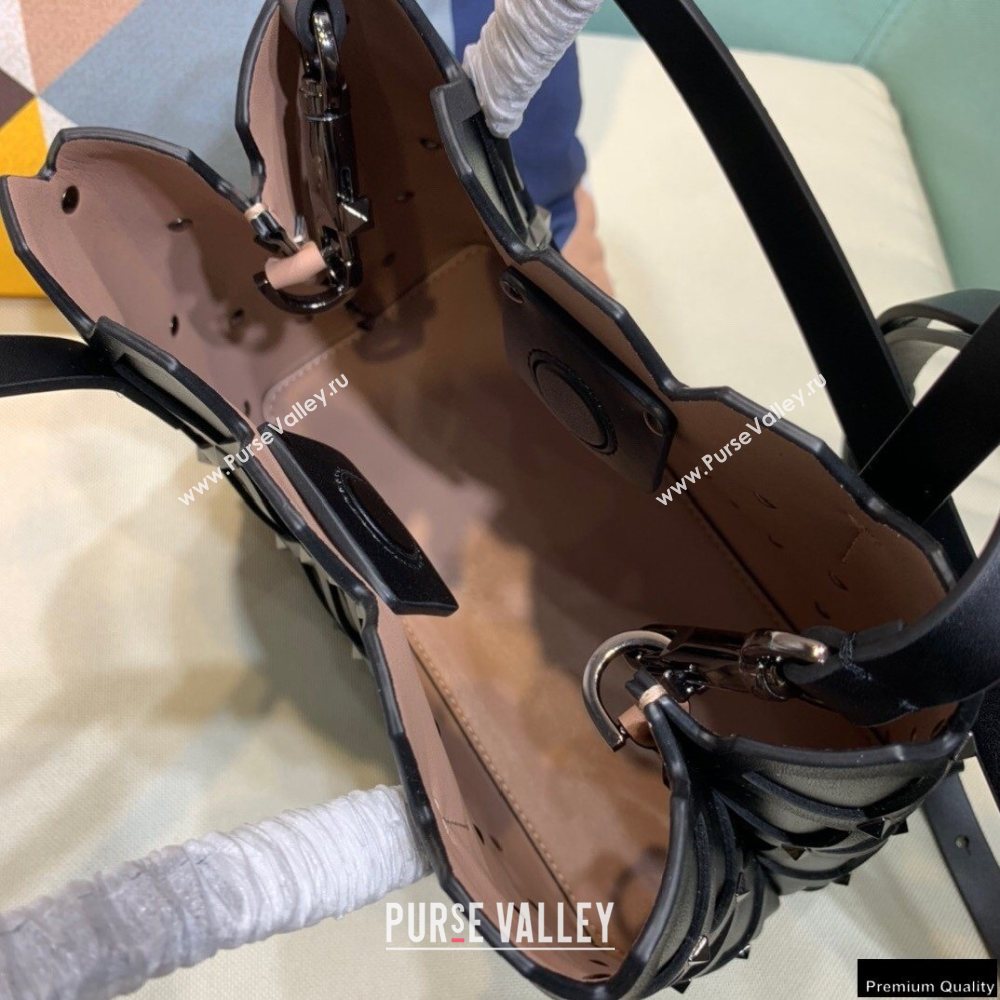 Valentino Small Beehive Rhombus Quilted Calfskin Tote Bag So Black 2020 (xinyidai-20120706)