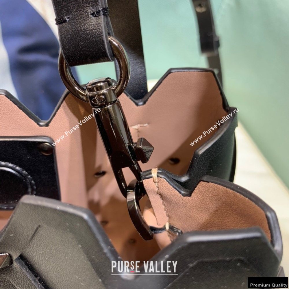 Valentino Small Beehive Rhombus Quilted Calfskin Tote Bag So Black 2020 (xinyidai-20120706)