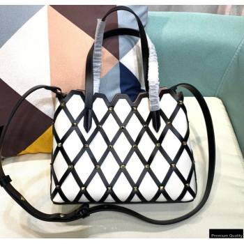 Valentino Small Beehive Rhombus Quilted Calfskin Tote Bag White 2020 (xinyidai-20120708)