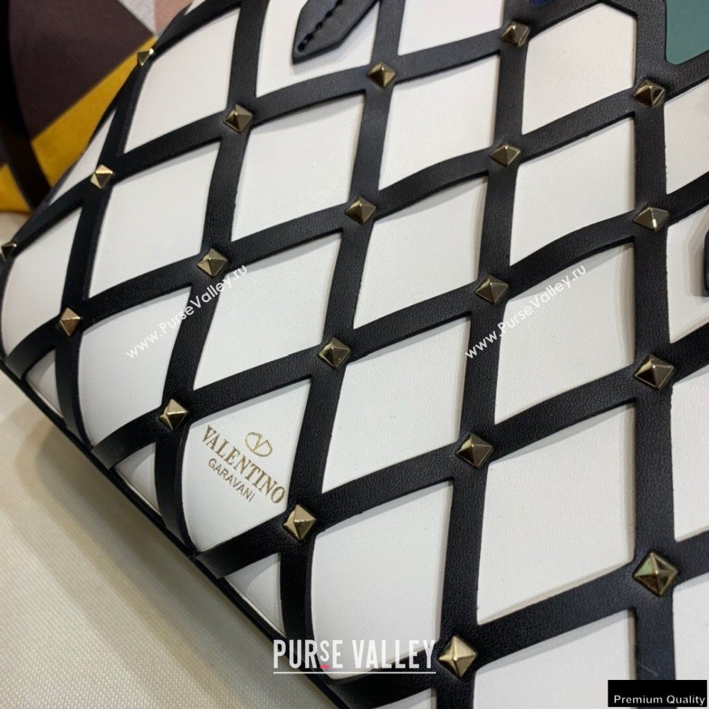 Valentino Small Beehive Rhombus Quilted Calfskin Tote Bag White 2020 (xinyidai-20120708)