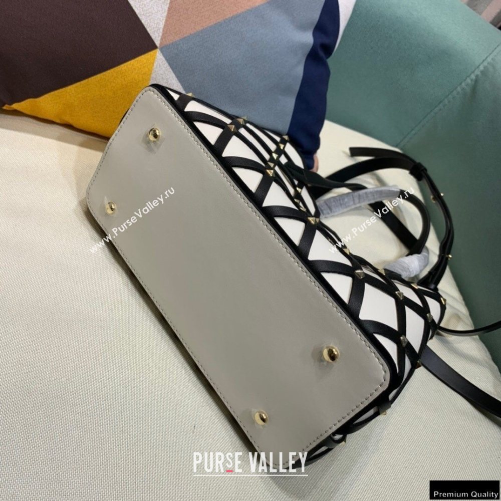 Valentino Small Beehive Rhombus Quilted Calfskin Tote Bag White 2020 (xinyidai-20120708)