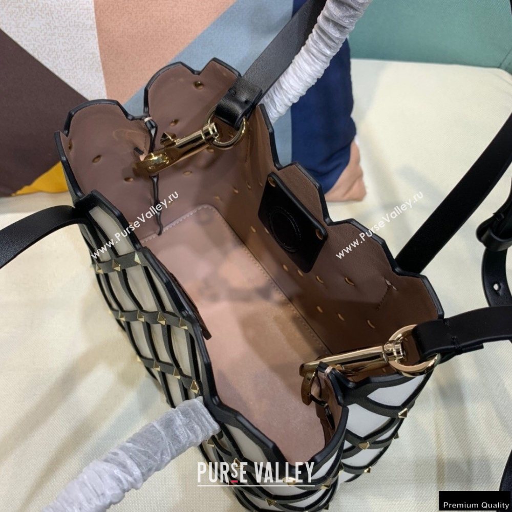 Valentino Small Beehive Rhombus Quilted Calfskin Tote Bag White 2020 (xinyidai-20120708)