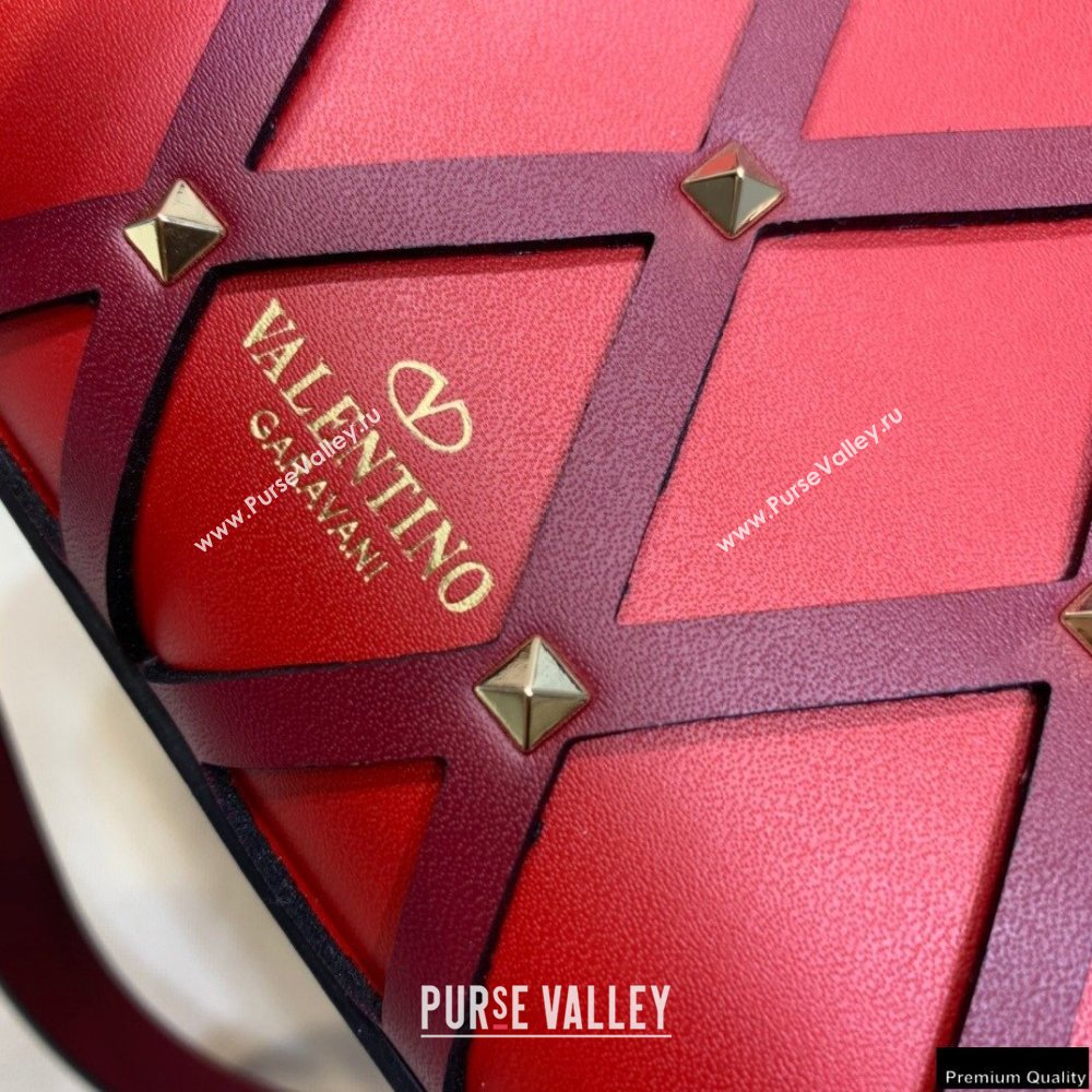 Valentino Small Beehive Rhombus Quilted Calfskin Tote Bag Red 2020 (xinyidai-20120710)