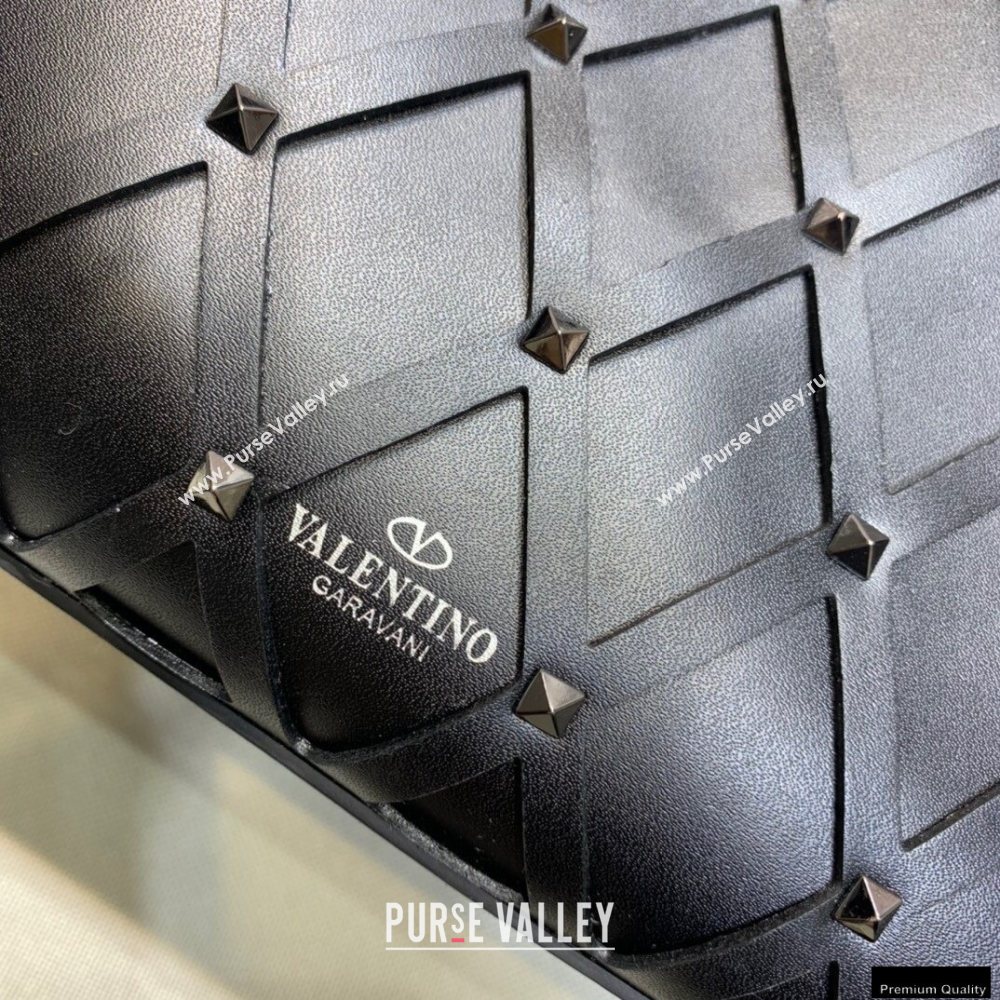 Valentino Large Beehive Rhombus Quilted Calfskin Tote Bag So Black 2020 (xinyidai-20120701)