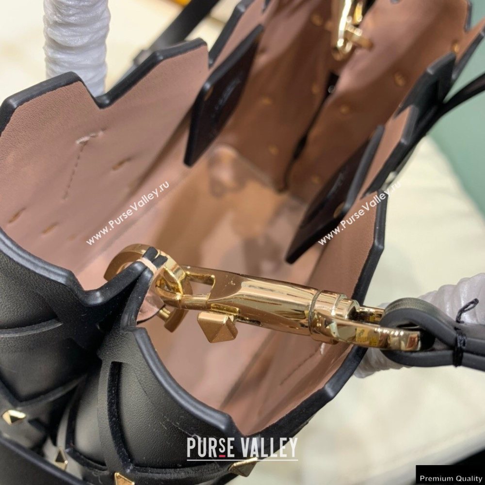 Valentino Small Beehive Rhombus Quilted Calfskin Tote Bag Black 2020 (xinyidai-20120707)