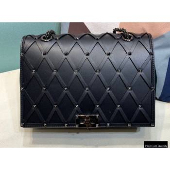 Valentino Beehive Rhombus Quilted Calfskin Chain Bag So Black 2020 (xinyidai-20120711)