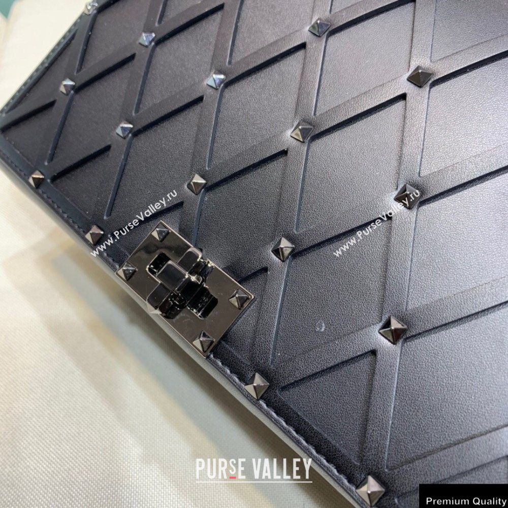 Valentino Beehive Rhombus Quilted Calfskin Chain Bag So Black 2020 (xinyidai-20120711)