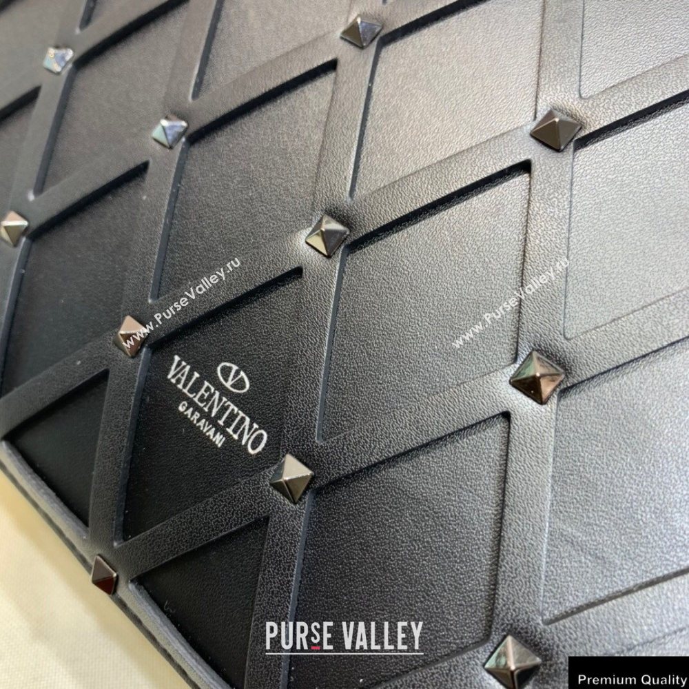 Valentino Beehive Rhombus Quilted Calfskin Chain Bag So Black 2020 (xinyidai-20120711)