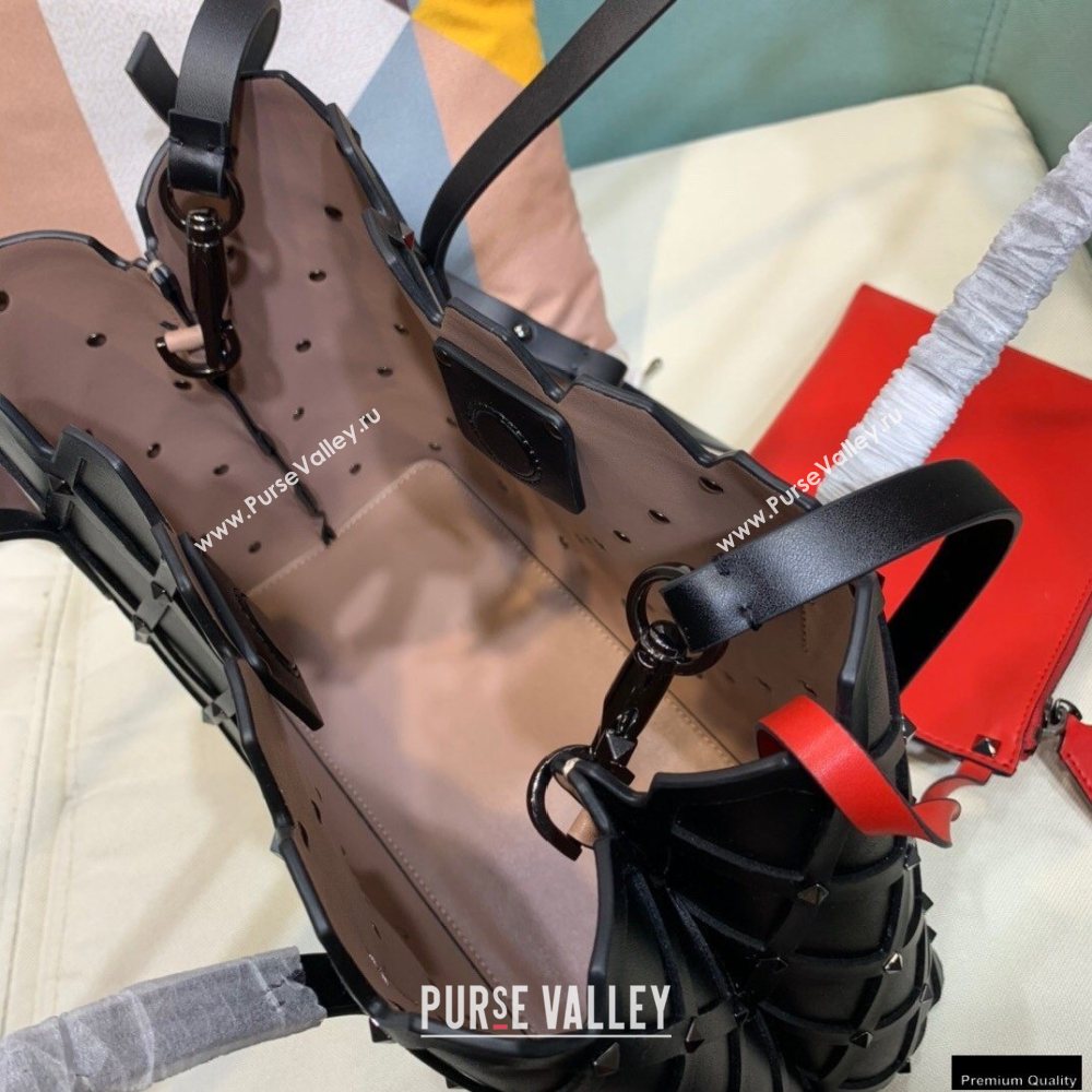 Valentino Large Beehive Rhombus Quilted Calfskin Tote Bag So Black 2020 (xinyidai-20120701)