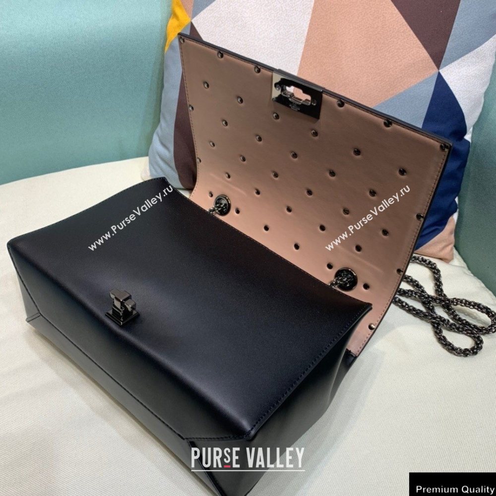 Valentino Beehive Rhombus Quilted Calfskin Chain Bag So Black 2020 (xinyidai-20120711)