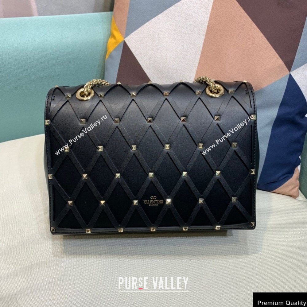 Valentino Beehive Rhombus Quilted Calfskin Chain Bag Black 2020 (xinyidai-20120712)