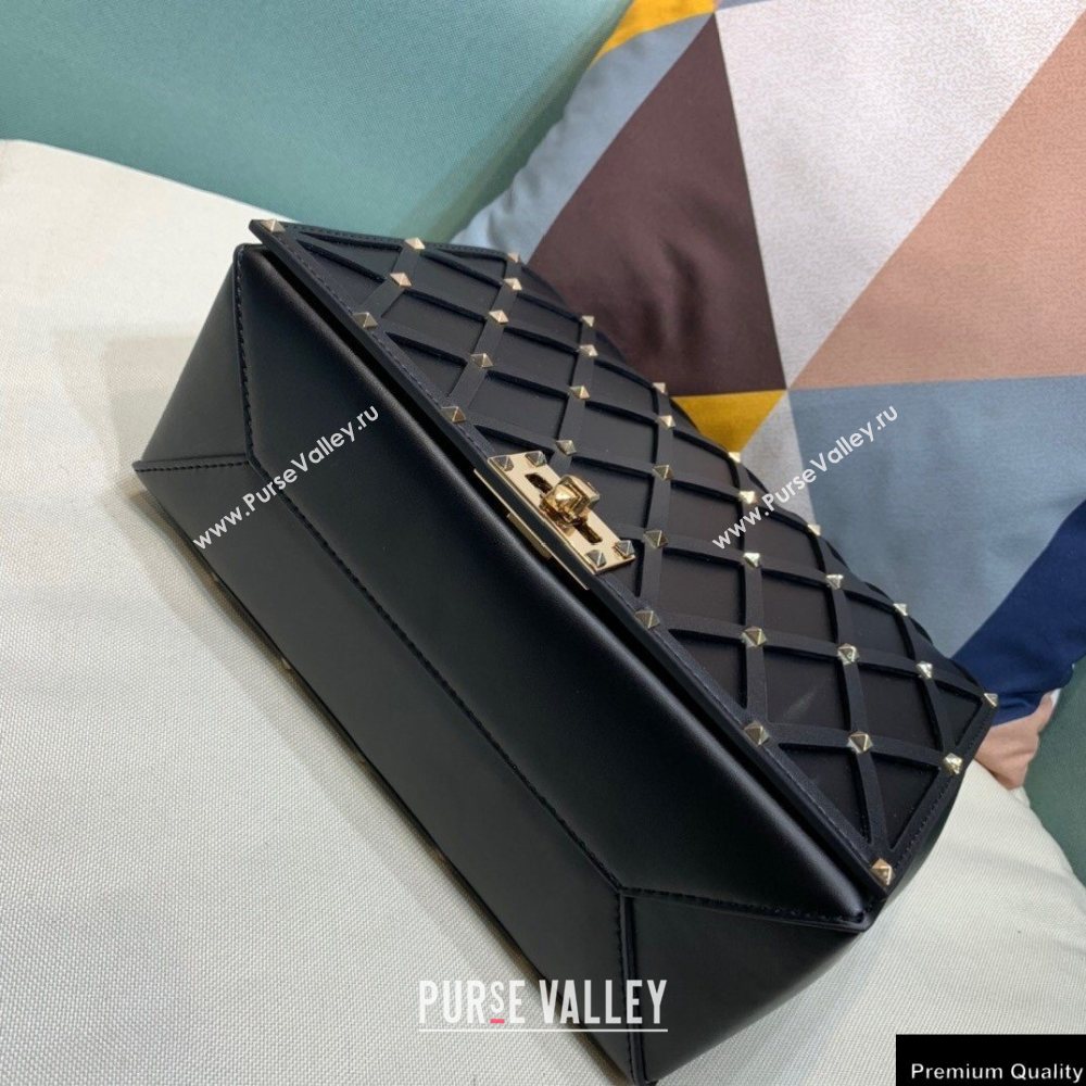 Valentino Beehive Rhombus Quilted Calfskin Chain Bag Black 2020 (xinyidai-20120712)