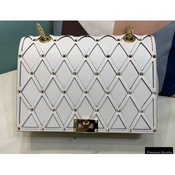 Valentino Beehive Rhombus Quilted Calfskin Chain Bag White 2020 (xinyidai-20120713)