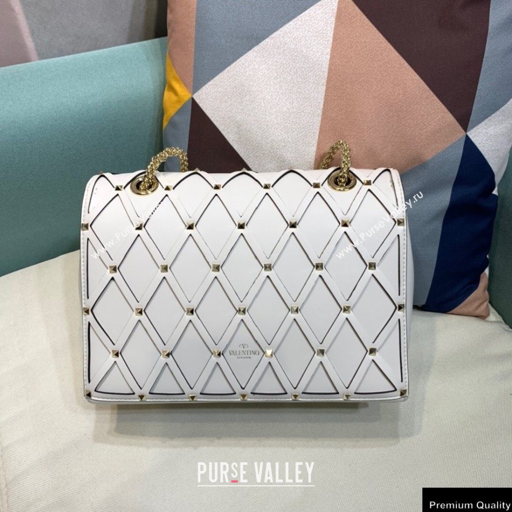 Valentino Beehive Rhombus Quilted Calfskin Chain Bag White 2020 (xinyidai-20120713)