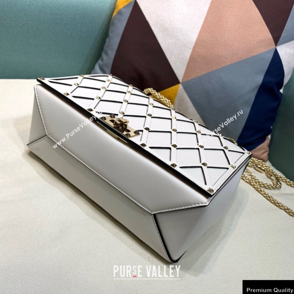 Valentino Beehive Rhombus Quilted Calfskin Chain Bag White 2020 (xinyidai-20120713)