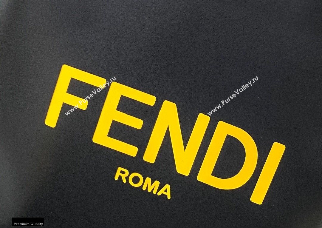 Fendi Leather Pack Medium Drawstring Pouch Bag Black 2020 (chaoliu-20120828)